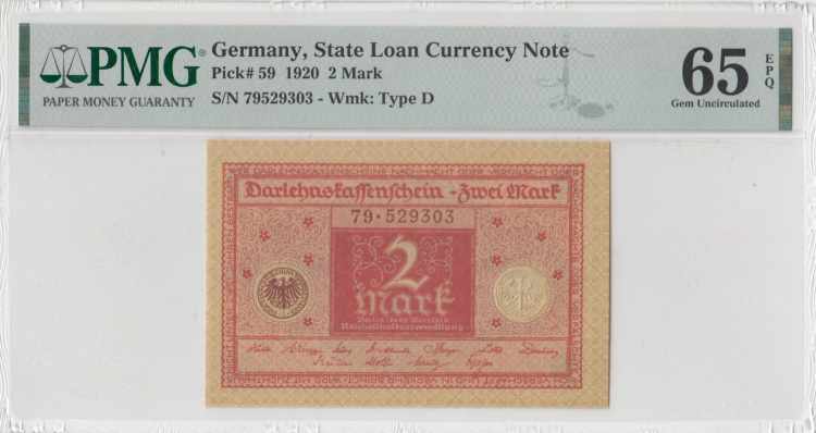 PMG 65 EPQ, State Loan Currency ... 