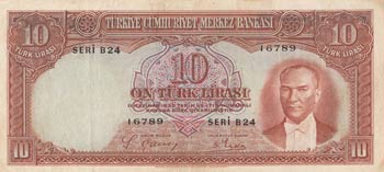 Turkey, 10 Lira, 1938, VF, p128, ... 