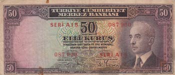 Turkey, 50 Kurush, 1942-1944, ... 