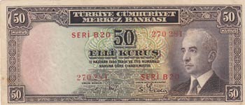 Turkey, 50 Kurush, 1942-1944, VF, ... 