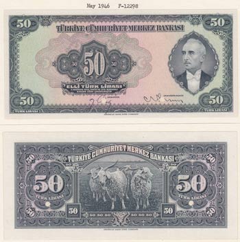 Turkey, 50 Lira, 1947, UNC, p143a, ... 