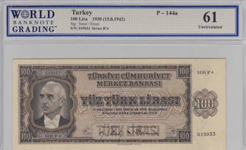 Turkey, 100 Lira, 1942, UNC, p144, ... 