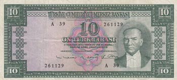 Turkey, 10 Lira, 1963, VF (+), ... 