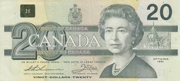 Canada, 20 Dollars, 1991, VF / XF, ... 