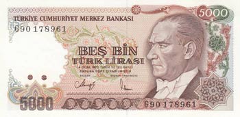 Turkey, 5000 Lira, 1990, UNC, ... 