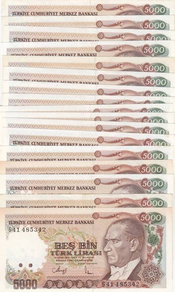 Turkey, 5.000 Lira, 1990, AUNC / ... 