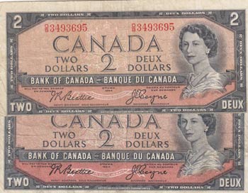 Canada, 2 Dollars, 1954, VF/ FINE, ... 