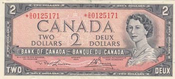 Canada, 2 Dollars, 1954, VF, p76d, ... 
