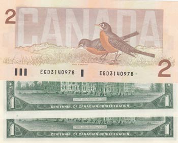 Canada, 2 Dollars ve 1 Dollar, ... 