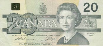 Canada, 20 Dollars, 1991, XF, p97a