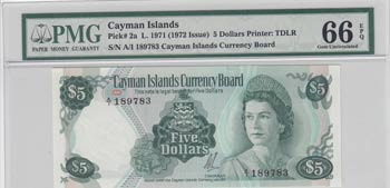 Cayman Islands, 5 Dollars, 1972, ... 