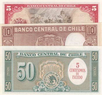 Chile, 5 Escudos, 10 Pesos and 50 ... 