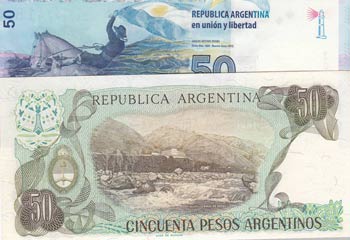 Argentina, 50 Pesos and 50 Pesos, ... 