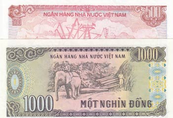 Vietnam, 500 Dong and 1000 Dong, ... 