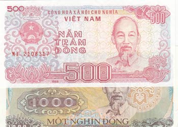 Vietnam, 500 Dong and 1000 Dong, ... 