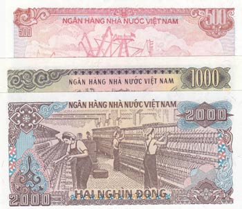 Vietnam, 500 Dong, 1000 Dong and ... 