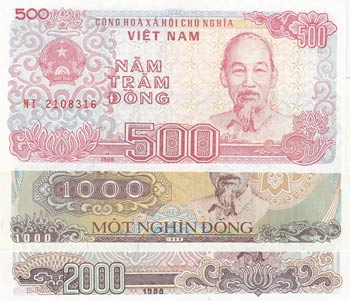 Vietnam, 500 Dong, 1000 Dong and ... 