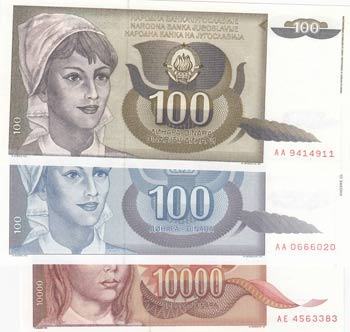 Yugoslavİa, 100 Dinara (2), ve ... 