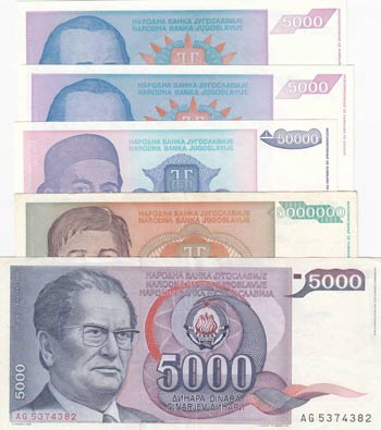 Yugoslavia, 5000 Dinara (3), ... 