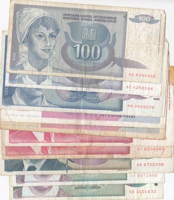 Yugoslavia, total 11  banknotes in ... 