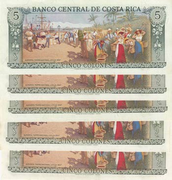 Costarica, 5 Colones, 1989, UNC, ... 
