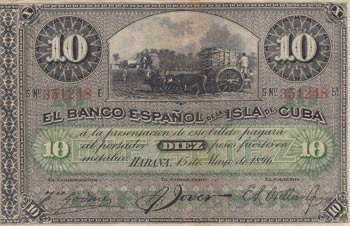 Cuba, 10 Pesos, 1896, VF (+), p49
