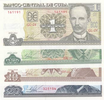 Cuba, 1 Peso, 5 Pesos, 10 Pesos ... 