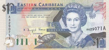 East Caribbean, 10 Dollars, 1993, ... 