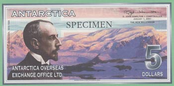 Antarctica, 5 Dollars, 2001, UNC, ... 