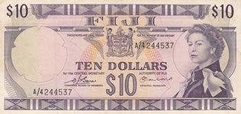 Fiji, 10 Dollars, 1974, XF, p74b