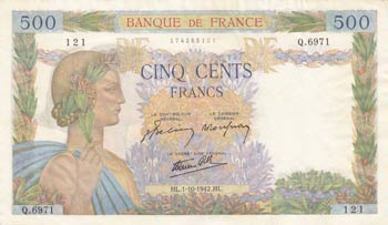 France, 500 Francs, 1942, UNC (-), ... 