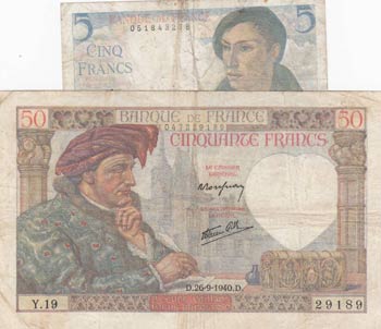 France, 5 Francs ve 50 Francs, ... 