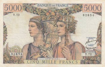France, 5.000 Francs, 1951, XF, ... 