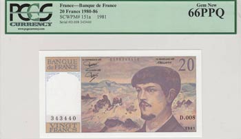 France, 20 Francs, 1981, UNC, p151a