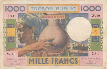 French Somaliland, 1000 Francs, ... 