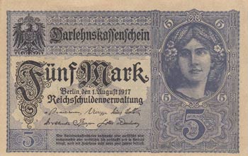 Germany, 5 Mark, 1917, UNC, p56,  ... 