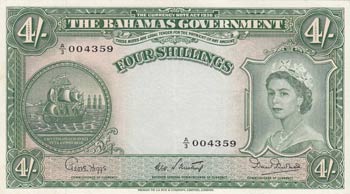 Bahamas, 4 Shillings, 1954, XF- ... 