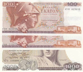 Greece, 100 Drachmaes and 1000 ... 