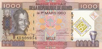 Guinea, 1000 Francs, 2010, UNC, p43