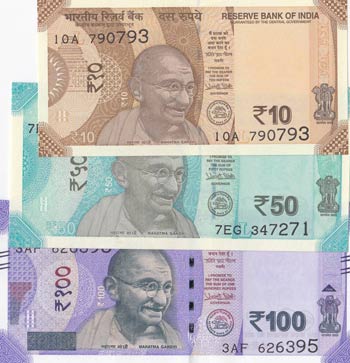 India, 10 Rupees, 50 Rupees and ... 