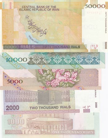 Iran, 1000 Rials, 2000 Rials, 5000 ... 