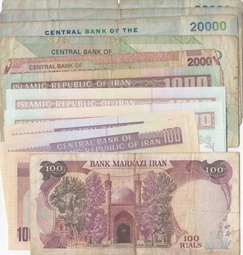 İran, 20 İran banknotes in ... 