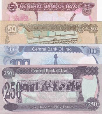 Iraq, 50 Dinar, 100 Dinar and 250 ... 