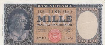 Italia, 1000 Lire, 1947, XF, p83