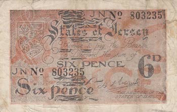 Jersey, 6 Pence, 1941-42, VF (-), ... 