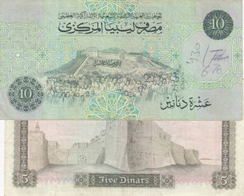 Libya, 5 Dinars and 10 Dinars, ... 