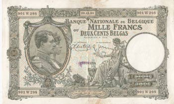 Belgium, 1000 Francs or 200 ... 