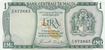 Malta, 1 Lira, 1967, UNC, p31a