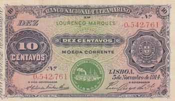 Mozambique, 10 Centavos, 1914, ... 