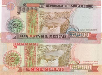 Mozambique, 50000 Meticais and ... 